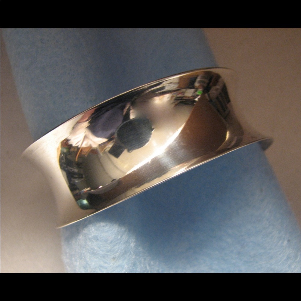 Vintage concave wave sterling silver cuff bracelet
